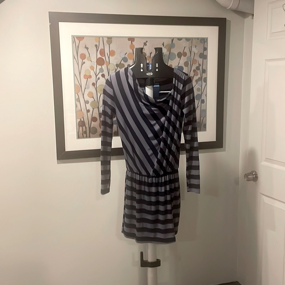 Laila Jayde Striped Faux Wrap Long Sleeve Dress | Soft Knit